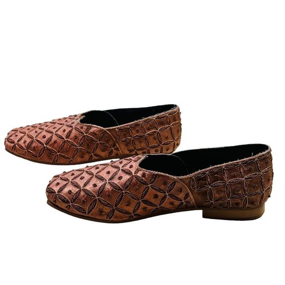 Mask World Brown Satin Beaded Princess Moccasins - Size 8 - Picture 8 of 14